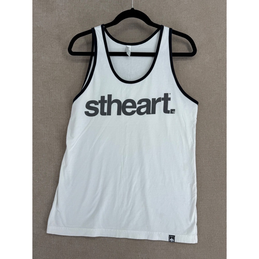 Stheart Graphic Tank Top Mens Medium White Black American Apparel Made in USA